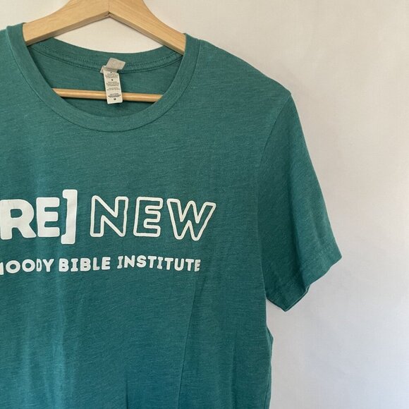 Renew Moody Bible Institute turquoise staff short sleeved t-shirt women's size M - Picture 2 of 6